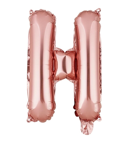 Balon Folie Metalizata Litera H, Flippy, 40 cm, Umflati cu Heliu sau Aer, Ambalaj Individual, Pai inclus, Rose Gold