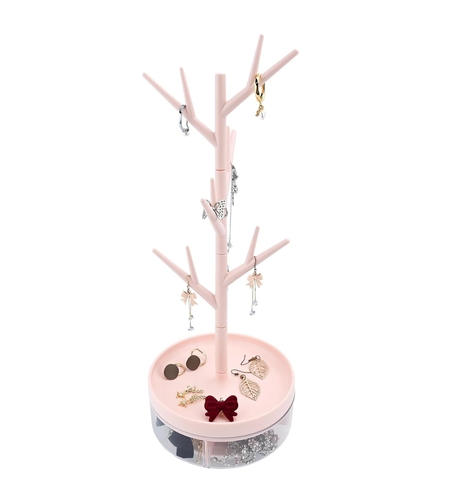 Cutie de Bijuterii, Flippy, Rotativa, cu Suport Tip Ramura, 36.5 x 14 cm, din ABS+PP, Roz