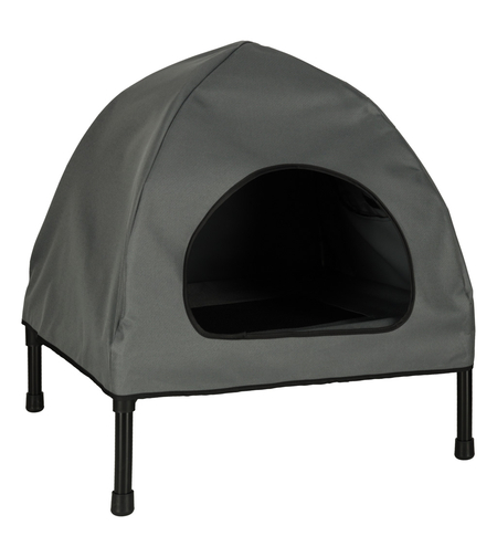 Casuta cu pat pentru caini si pisici, cu acoperis detasabil si baza ventilata, 54x44x60 cm, negru