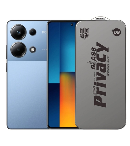 Folie de Protectie pentru Xiaomi Poco M6 Pro, Vafy, Sticla Securizata ESD Antistatica, Super-X Privacy OG, Margini Negre, 0.30 mm, Transparent Inchis