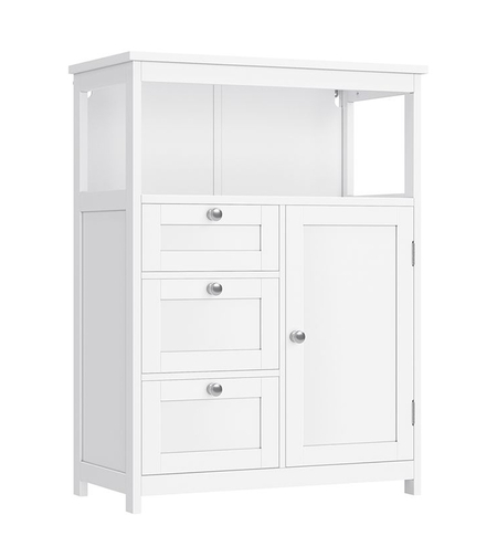 VASAGLE Dulap de baie cu 3 sertare si dulap, raft reglabil, MDF, 60x30x80 cm, alb
