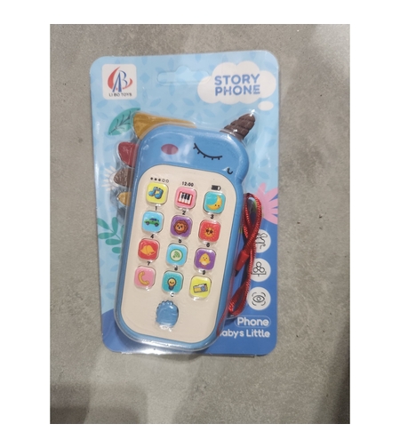 Jucarie Interactiva, Flippy, Telefon Inteligent, Model Unicorn, Functii Educative, Muzicale si Voce, 4-6 ani, 19 x 11.5 cm, din Plastic, Albastru