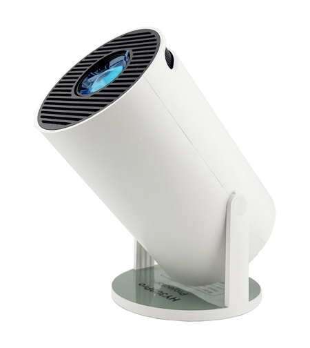 Video Proiector Portabil cilindric HY300PRO, Flippy, Inteligent, Full HD 1080 x 1280, Wireless, Compatibil cu Android/iOS, 17 x 10 x 9 cm, Alb