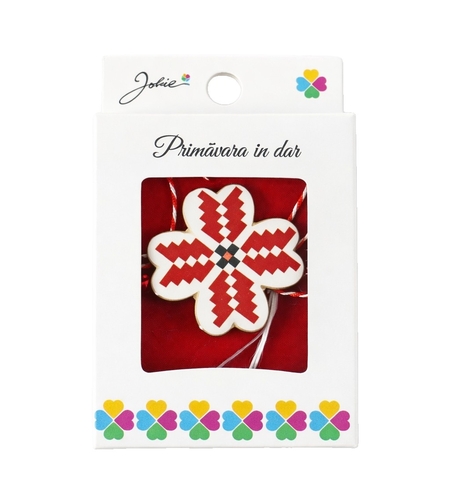 Martisor Brosa Mica in Cutie, Jolie, Dimensiune Brosa 2,5-3 cm, Material Metal, Model Trifoi Traditional, Multicolor