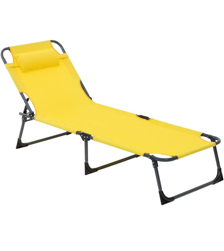 Sezlong 5Five Beach Chair, cadru metalic, pliere compacta, 173x56x27 cm, galben