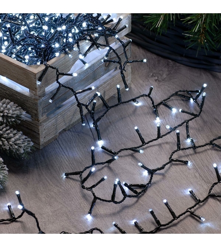 Instalatie Craciun, 20 metri, 200 de LED-uri, Alb Rece, cu energie solara, fir de cupru, liniar, interior/exterior, Flippy