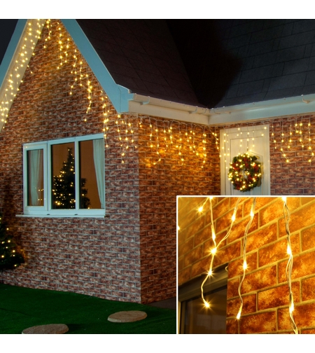 Instalatie de Craciun Premium Flippy® Tip Franjuri cu Flash 8 m 252 LED-uri Alb Cald 2096WW Interconectabila