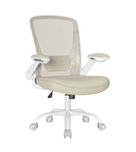 SONGMICS Scaun de birou ergonomic reglabil cu spatar mesh si suport lombar, maxim 120 kg, 64x64x107 cm, bej