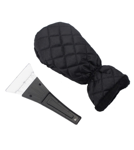 Set Manusa si Racleta pentru Zapada, Flippy, Impermeabila, Izolatie de Bumbac, 31 x 15 cm, Negru