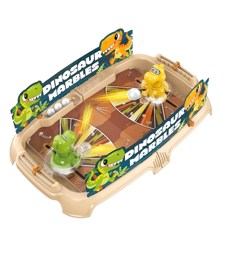Joc de Masa Interactiv Dino Marbles pentru Copii, Flippy, 4 Mingi, Tabela Scor, 40.7x27x14 cm, Maro