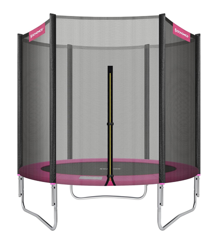 SONGMICS Trambulina pentru copii cu plasa de protectie exterioara, diametru 183 cm, 100 kg, roz