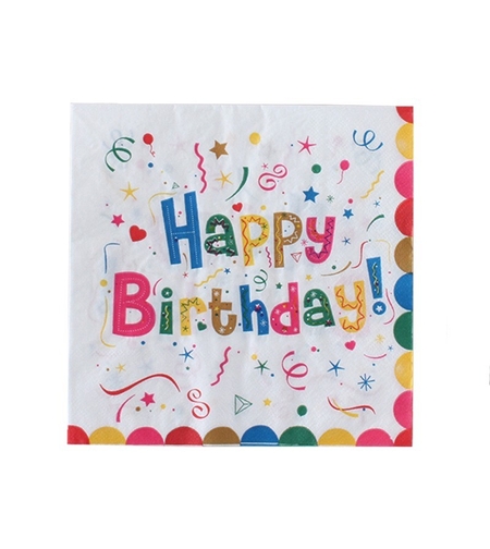 Servetele de Masa pentru Zile de Nastere, Flippy, Servetele de masa Tematice Happy Birthday, Set 20 buc, Unisex, din Hartie, 33 x 33 cm, Alb Multicolor