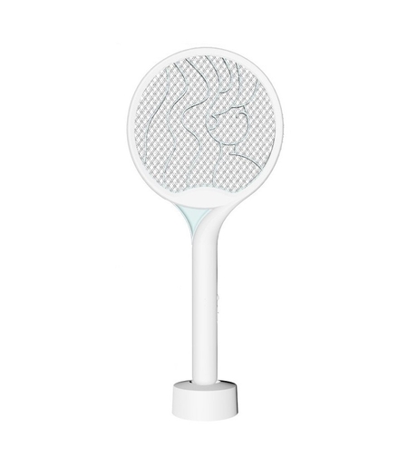 Paleta Electrica pentru Tantari, Muste si Tantari 2in1, Flippy, Reincarcabila, Incarcare USB, 2600V, Plastic, Casa si Gradina, Anti-insecte, Stand, 23x51 cm, Alb