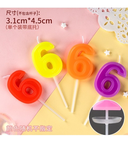Lumanare Tort, cifra 6, Flippy, Culoare Random