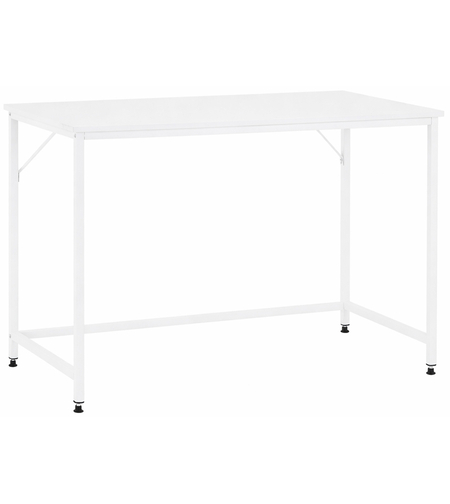 Birou cu blat MDF si cadru metalic, 100x50x76 cm, alb