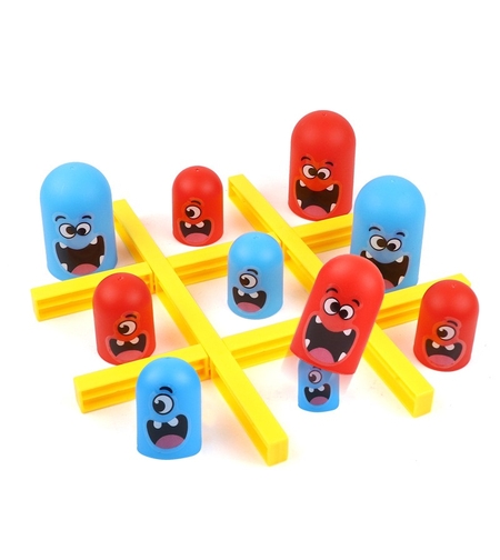 Joc Interactiv, Flippy, Tic Tac Toe Gobble, din Plastic, +3 Ani, 18 Piese, 21.5 x 4 x 10 cm, Albastru/Rosu