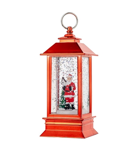 Decoratiune Luminoasa, Flippy, Felinar de Craciun, cu Lumina LED, Ornament Model Mos Craciun, 5.3x5.3x13 cm, Rosu