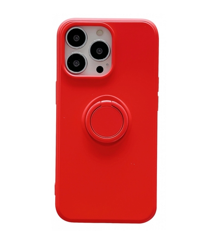 Husa protectie Vafy compatibila cu Samsung Galaxy A12 Liquid Silicone Ring cu suport rotativ Rosu