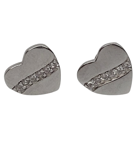 Cercei Argint 925 Inima cu Minizirconii, 1.78 g