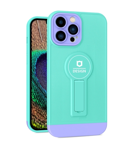Husa Armor Design cu Stand pentru iPhone 11, Blue/Mov, Suport Auto Magnetic, Wireless Charge, Protectie Antisoc, Vafy