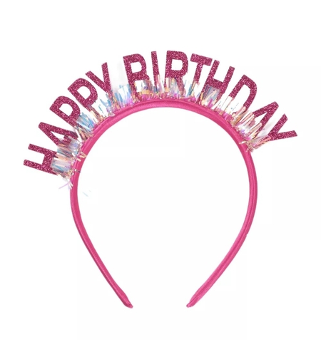 Coronita Decorativa pentru Petreceri, Flippy, Tema Aniversare, Model Happy Birthday, Marime Universala, Roz