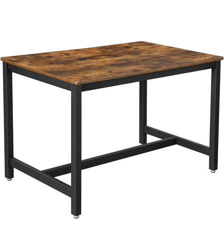 VASAGLE Masa de bucatarie pentru 4 persoane, cadru metalic, stil industrial, 120x75x75 cm, maro rustic
