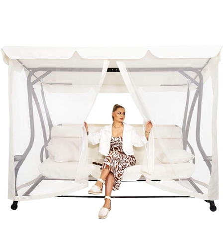 Balansoar leagan pat 4 persoane Sersimo Tenerife, cu plasa anti-insecte, sarcina 320kg