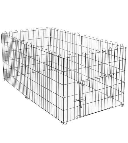 Tarc pentru animale de companie, din fier, forma configurabila, cu usa de acces, 3XL, 165x85x73cm, negru