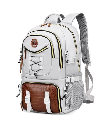 Rucsac Multifunctional pentru Calatorie, Flippy, pentru Alpinism, Voiaj, Drumetii, din Panza Oxford, 34x16x52 cm, Alb
