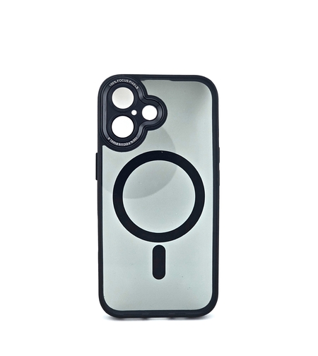 Husa de Protectie Compatibil cu iPhone 16 Plus, Vafy, Incarcare Wireless, Tehnologie Magsafe, Carcasa din TPU/ PC, Protectie Camera, Antisoc, Antizgariere, Negru - Transparent