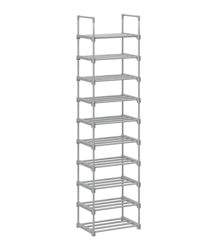 SONGMICS Suport pentru pantofi, cadru metalic cu 10 nivele, design personalizabil, 30x45x174cm, gri