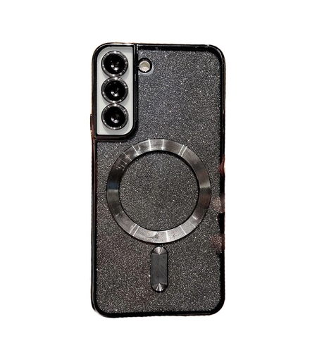 Husa de Protectie 2 in 1, Vafy, Husa pentru Samsung Galaxy S24+, Glitter Chrome Magsafe, din TPU, Magnetica, cu Protectie Lentila, Negru