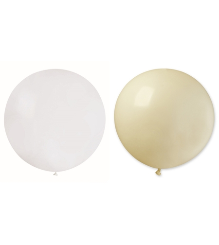 Set 2 Baloane din Latex, Flippy, Model Party Jumbo, 90 cm, Alb si Bej, 35 g