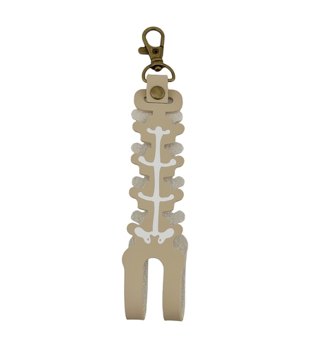 Husa pentru Kendama, Flippy, tip Pandativ/Breloc, Imprimeu Skull, din Piele Ecologica, 26 x 3.2 cm, Bej deschis