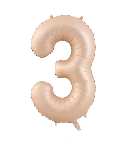 Balon din Folie Metalizata, Flippy, Figurina Cifra, Model 3, Tema Aniversare 100 cm, Ambalaj Individual, Pai Inclus, Umflare cu Aer sau Heliu, Crem