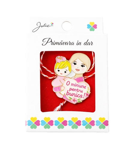 Martisor Brosa Mica in Cutie, Jolie, Dimensiune Brosa 2,5-3 cm, Material Metal, Model O Minune Pentru Bunica, Roz
