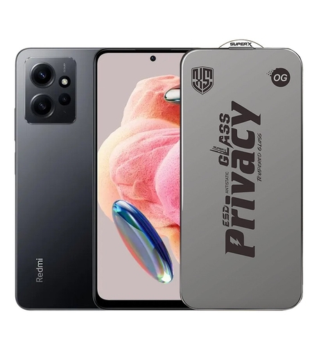Folie de Protectie pentru Xiaomi Redmi Note 12, Vafy, Sticla Securizata ESD Antistatica, Super-X Privacy OG, Margini Negre, 0.30 mm, Transparent Inchis