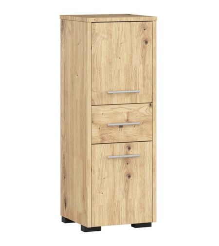 Dulap de baie tip baza, cu 2 usi si sertar, PAL 16 mm, 30x30x85 cm, stejar artisan