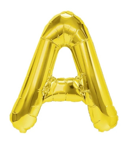 Balon Folie Metalizata Litera A, Flippy, 80 cm, Umflati cu Heliu sau Aer, Ambalaj Individual, Pai inclus, Auriu