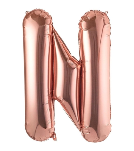 Balon Folie Metalizata Litera N, Flippy, 100 cm, Umflati cu Heliu sau Aer, Ambalaj Individual, Pai inclus, Rose Gold