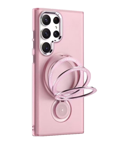 Husa de protectie Vafy, cu incarcare Wireless, Tehnologie Magsafe, TPU, Inel magnetic rotativ cu functie de suport, pentru Samsung Galaxy S23 , Rose Gold