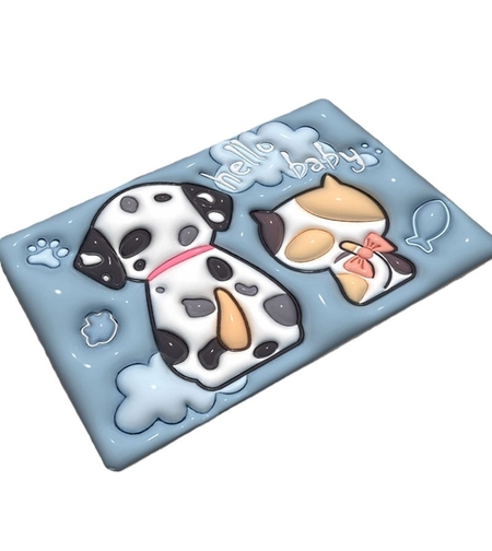 Covor de Baie, Flippy, 3D, din Spuma, Antialunecare, Absorbant, 40 x 60 cm, Model Catel si Pisica, Multicolor