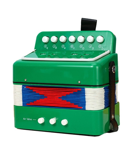 Acordeon Pentru Copii, Flippy, Acordeon Jucarie pentru Educatie Timpurie, 7 butoane 2 bass, Acordeon Instrument Muzical pentru Copii, 18 x 17 x 10 cm, Verde