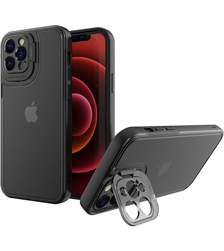 Husa de Protectie, Vafy, Bracket Series, pentru Apple iPhone 14, cu Suport si Protectie Camera, Negru