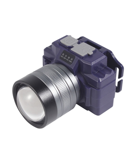Lanterna LED de Montat pe Cap, Vafy, cu Raza Lunga de Zoom, Far Telescopic, Reglabil, Rezistent la Apa, pentru Pescuit in Aer Liber, Camping, Lumina Puternica, Lanterna, 7.5x5x7 cm, Albastru