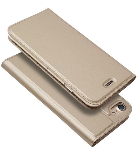 Husa de Protectie Tip Carte, Vafy, pentru Apple iPhone 7/8/SE 2020, Capac Oglinda, din Piele Ecologica si PC, Auriu