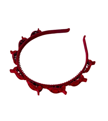 Bentita de Par pentru Femei, Flippy, Agrafa Stil Coreean, Accesoriu pentru Par cu Textura MultiStrat, 13 x 11.5 cm, Rosu