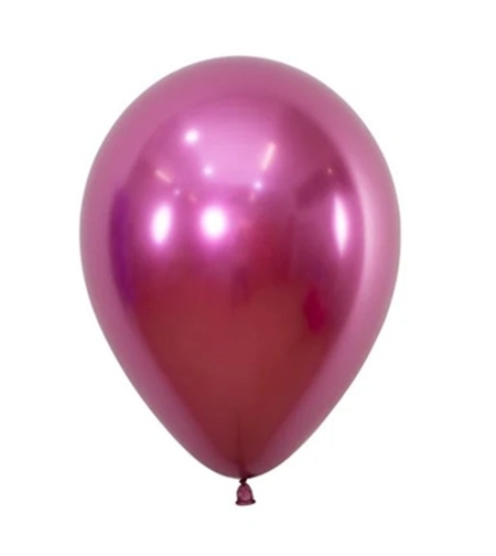 Set 12 Baloane, Flippy, din Latex Chrome, 25 cm, Fucsia