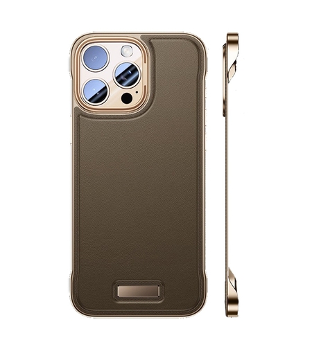 Husa pentru iPhone 16, husa de protectie pentru telefon, Vafy, Design Modern fara margini, Subtire, din Piele PU, Desert Gold
