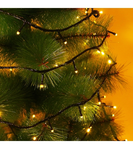 Instalatie de Craciun Flippy® Tip Liniara, Fir Negru, 24 m, 300 LED-uri, Interconectabila, Alb Cald